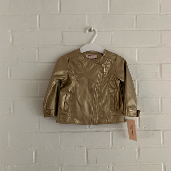 Juicy Couture Faux Leather Metallic Gold Jacket - Picture 6 of 7